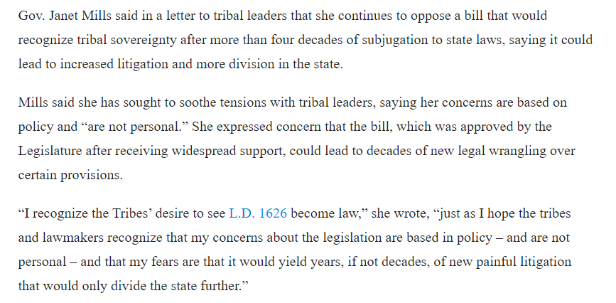 jesuisfromage's tweet photo. im genuinely not sure there is one human being in maine that is more aggressively racist towards indigenous people than Janet Mills. her contempt for them is genuinely mindblowing https://t.co/2KwgTRJ8xz