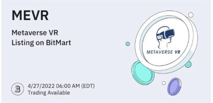27 Nisan 2022 tarihinde <a href="/BitMartExchange/">BitMart</a> borsasında listelenecek. Ekip muazzam ve şeffaf çalışıyor. Sizde geç kalmadan yerinizi alın. Metaverse’nin zirve adayı @mevrtoken şuanda <a href="/MEXC_Global/">MEXC Global</a> <a href="/Hotbit/">HotBit</a> ve <a href="/PancakeSwap/">PancakeSwap</a> borsalarında mevcut.  #mevr #mevrtoken #metaverseVR 🔥🔥🔥🚀🚀🚀