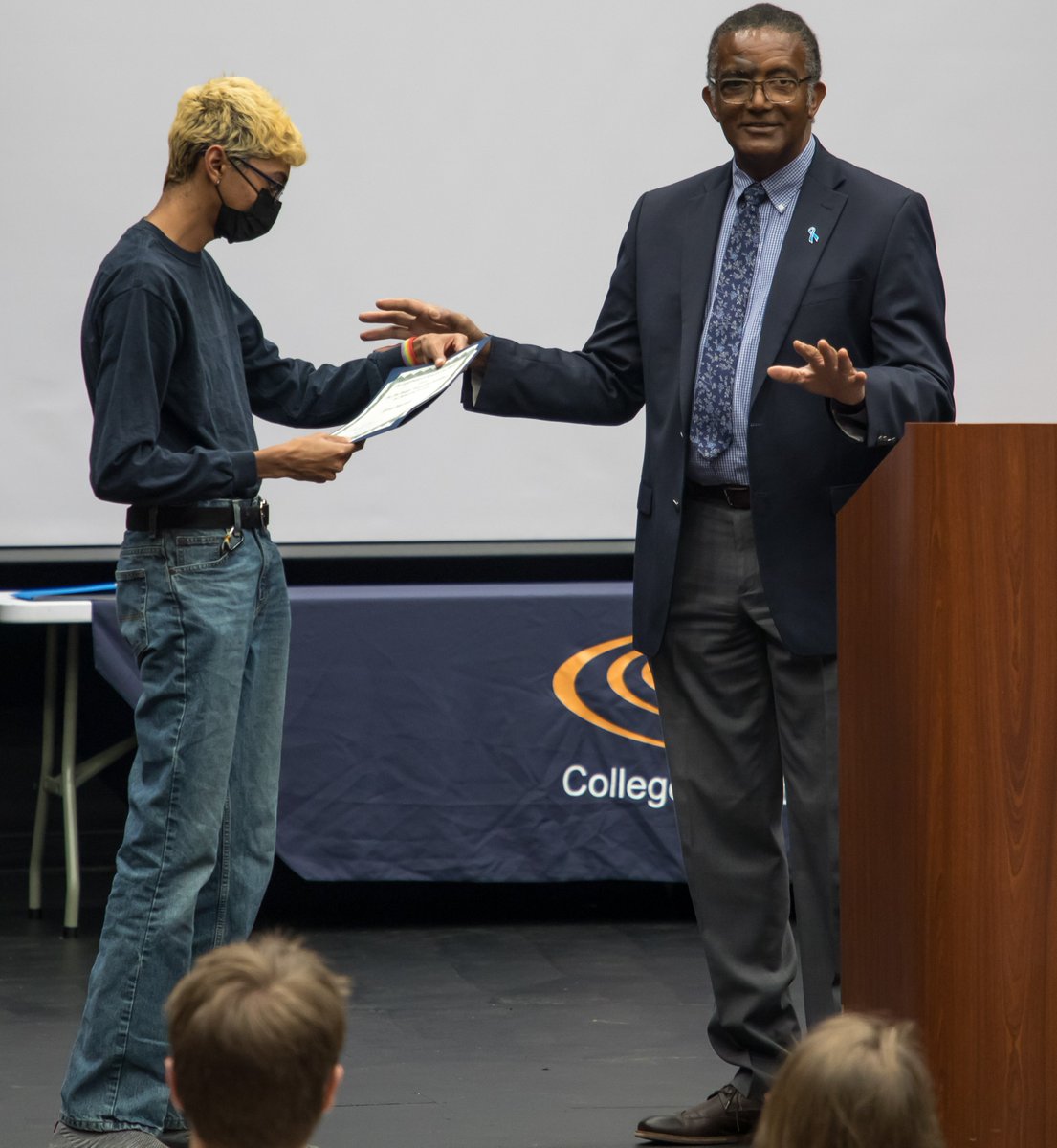 Congratulations to Diana and Afzal, our chemistry award winners this year. They were presented with the CRC Freshman Chemistry Award (Diana) and Jim Braun Excellence in Chemistry award (Afzal) at the honors convocation ceremony.