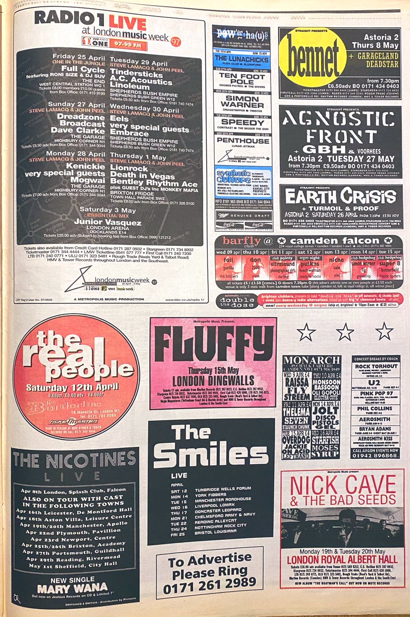 Britpopmemories's tweet photo. You know the rule, you get one gig choice from these two pages.

As always check the small ads too for hidden gems.

Where are you going? https://t.co/y4lfAnVJI1