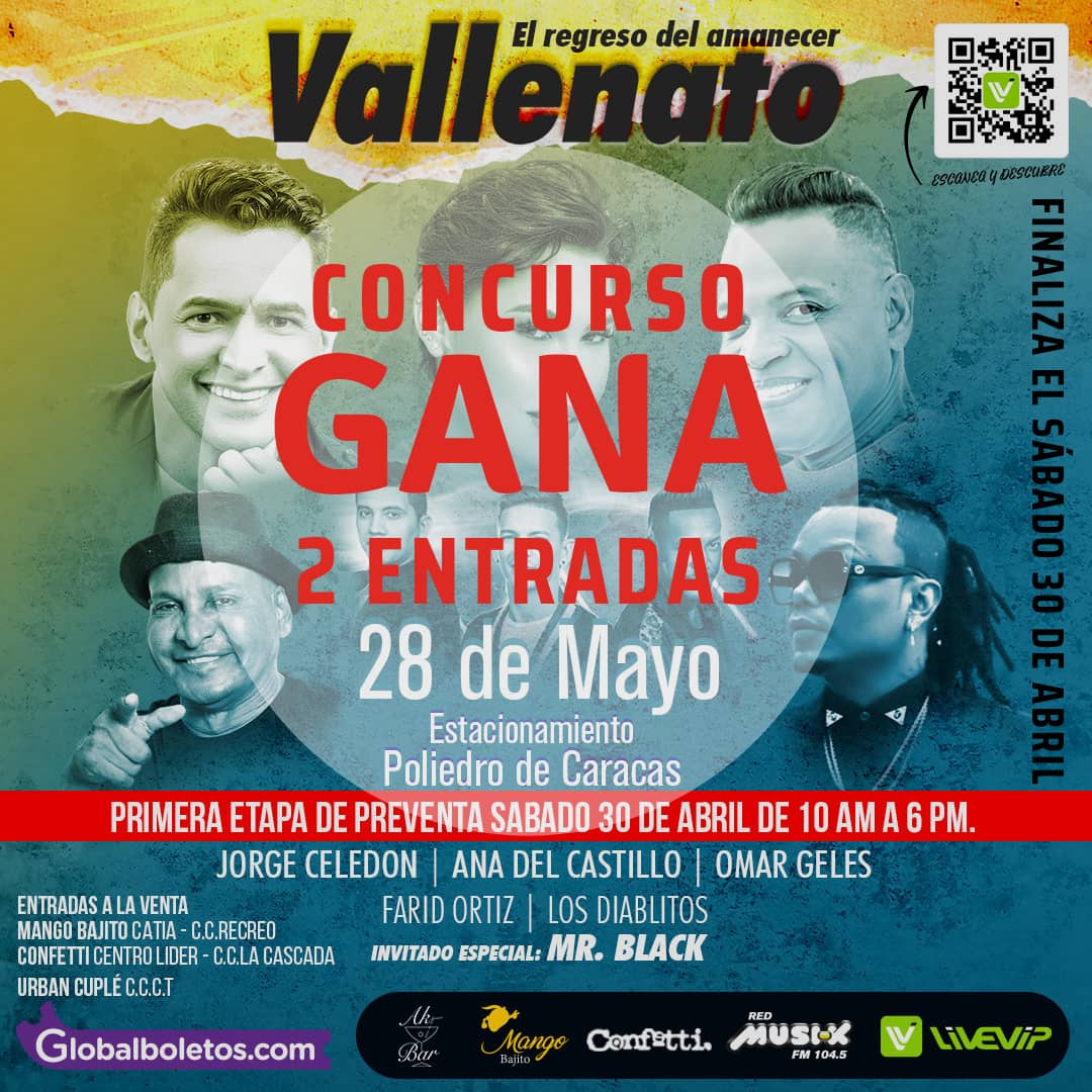 estendenciavzl's tweet image. GANA DOS ENTRADAS AL AMANECER VALLENATO 👀:

1️⃣ Seguir a @livevip_music y @globalboletos

2️⃣ Dale like y RT 

3️⃣ Comenta por qué te gustaría ir al AMANECER VALLENATO y etiqueta a tres personas (no cuentas de famosos), usando el  hashtag #AmanecerVallenato #LiveVIP