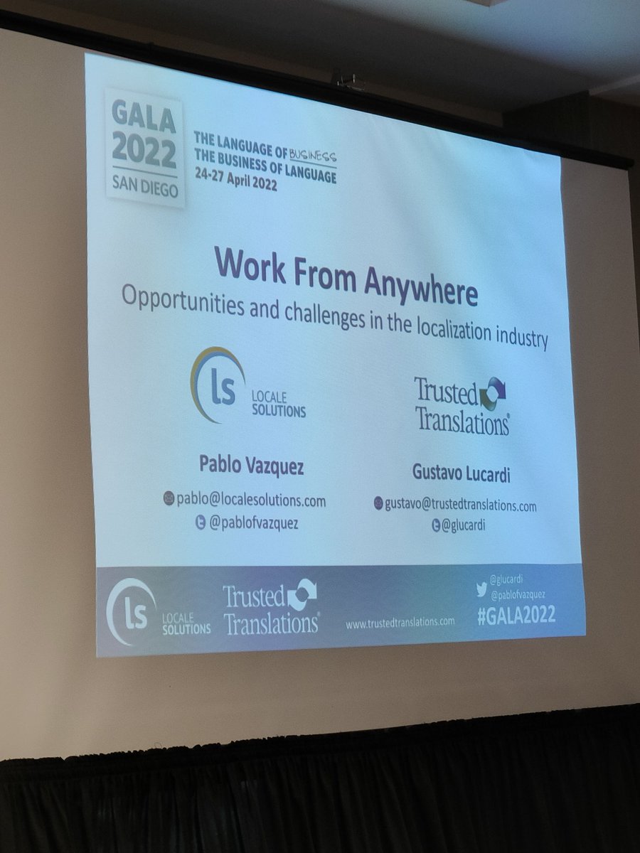 BeatBabel's tweet photo. How working from home has become a chance to work from anywhere after the lockdown experience by @glucardi and @pablofvazquez #xl8 #l10n #i18n #GALA2022 #SanDiego #GalaSanDiego #localization #conference https://t.co/ALJo0cYvOS