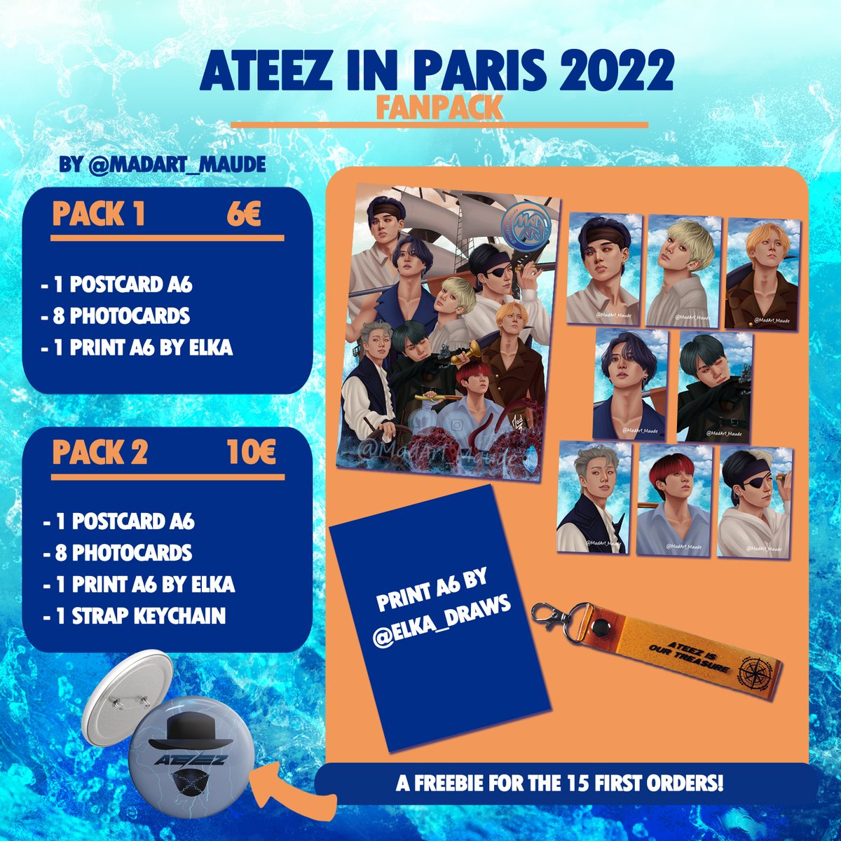 MadArt_Maude's tweet photo. 🎵Pirate King🎵
💸 6€ or 10€
🖐️RMP au concert / Pick-up during Paris concert
🗺️Sending worldwide
🎁Freebie for the 15 first orders!!
➡️Order here : https://t.co/Q2DtgMu7fm
#ATEEZ #ATEEZWORLDTOUR2022 #ATEEZinParis #ATEEZInEurope #ATEEZfanart #ateezparis https://t.co/y07UZfQQD0