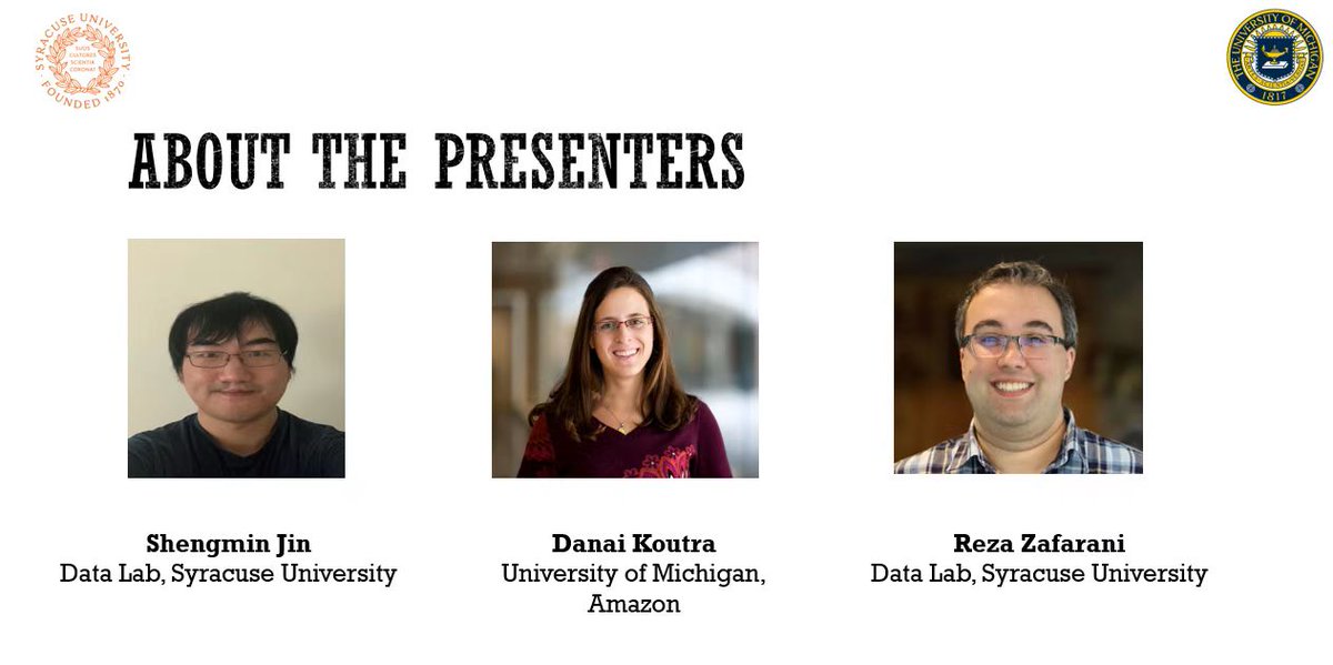 Tomorrow we will give a tutorial on 'Interpretable Network Representations' at #TheWebConf 2022 <a href="/TheWebConf/">The Web Conference</a> <a href="/danaikoutra/">Danai Koutra</a> <a href="/rzafarani/">Reza Zafarani</a> Join us if you are around!😃😃😃
Time: 4/26 09:45-11:15 am EST