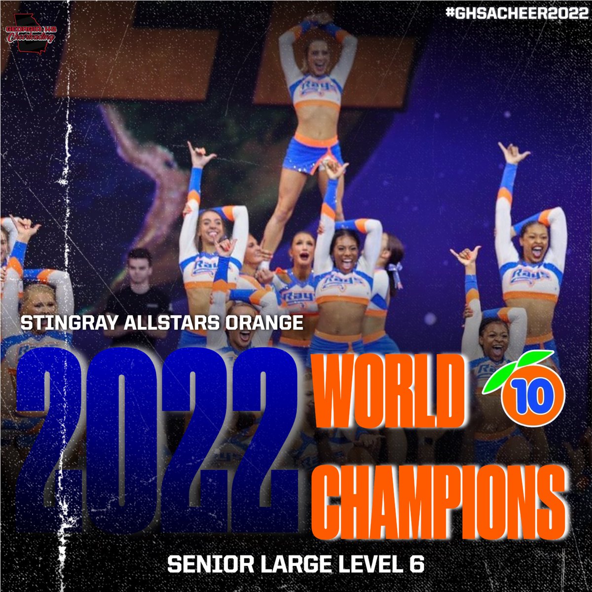 Congratulations to the <a href="/Orange_Rays/">ORANGE 🍊</a> on your WIN!  💙💚🤙🏻
🍊🍊🍊🍊🍊🍊🍊🍊🍊🍊
#CheerWorlds2022
#ghsacheer2022