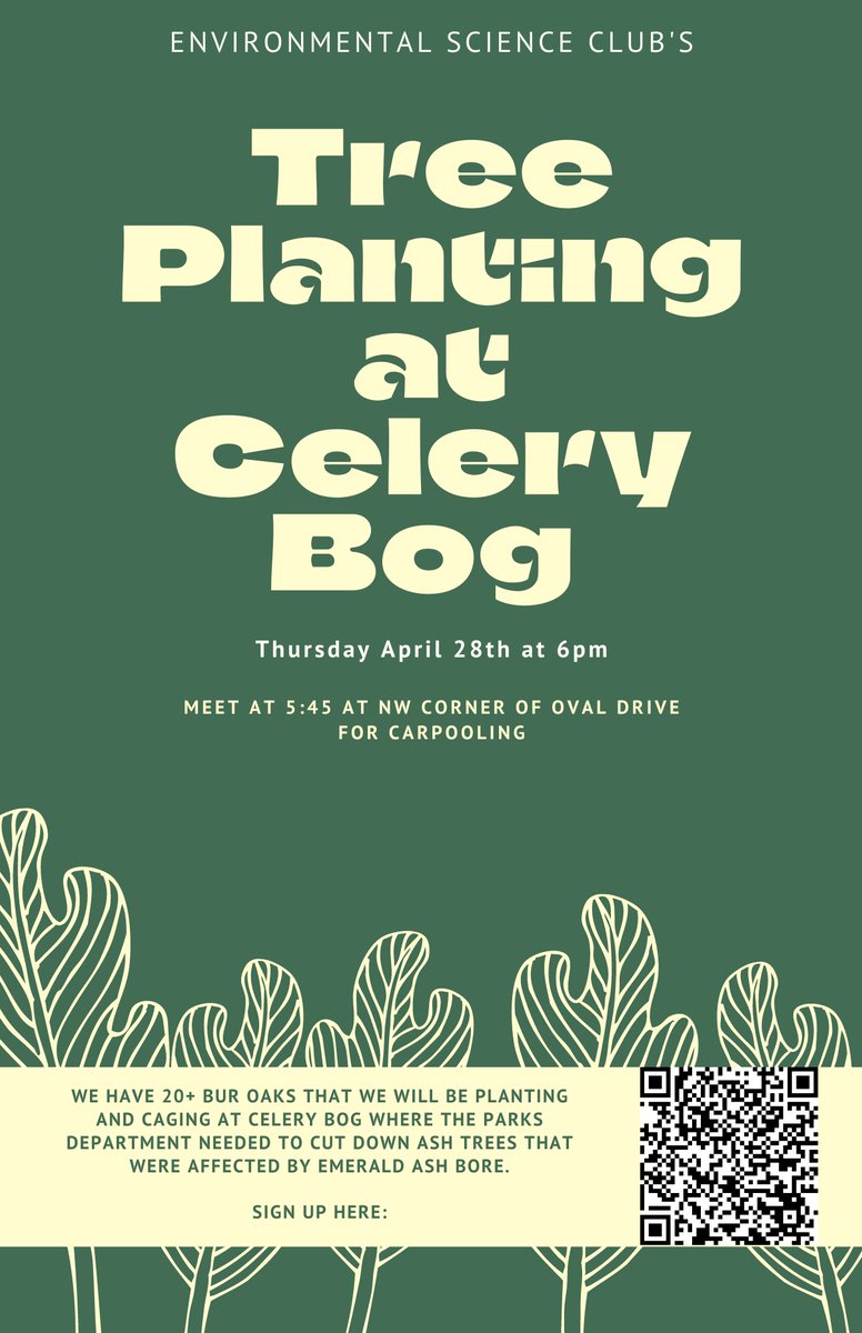 Purdue_ESC's tweet photo. ESC will be planting Bur Oaks (Quercus macrocarpa) at Celery Bog this Thursday, April 28th. We will meet at 5:45 to carpool from the NW corner Oval Dr. in front of recitation building or you can meet us at the Lilly Nature Center at Celery Bog at 6pm. https://t.co/Ybf0xSjHEV
