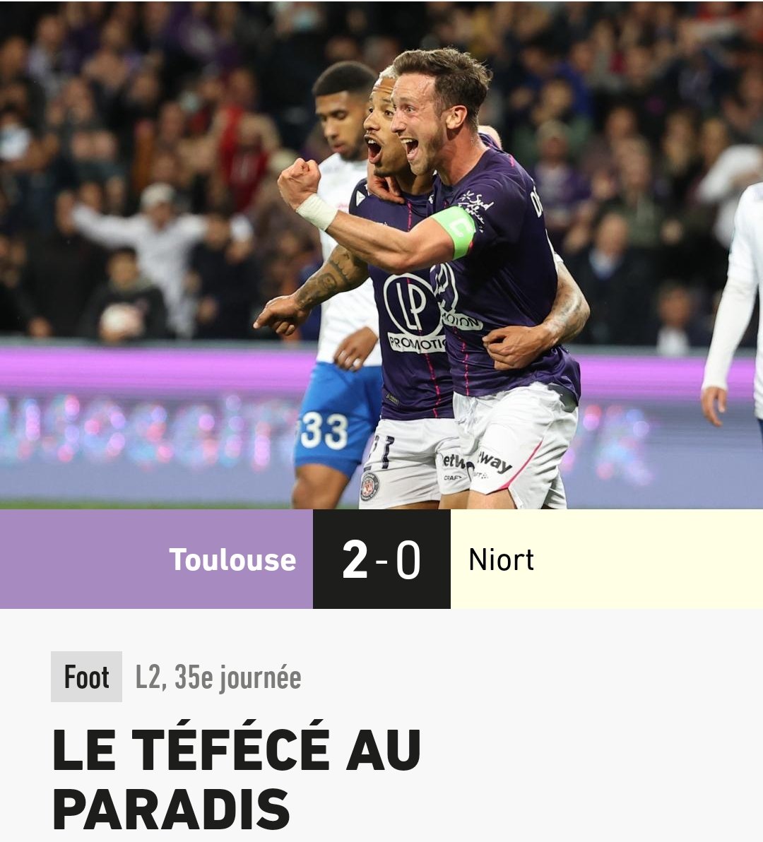 lcgiraudmorel's tweet photo. Ils l'ont fait ! Le TFC est de retour en #Ligue1 !!!
Merci pour cette formidable saison et son avalanche de but !
💜💜💜💜💜💜💜💜💜
#TFCNiort #ForzaViola #TFCforever #Toulouse https://t.co/YBtdzhYdt3
