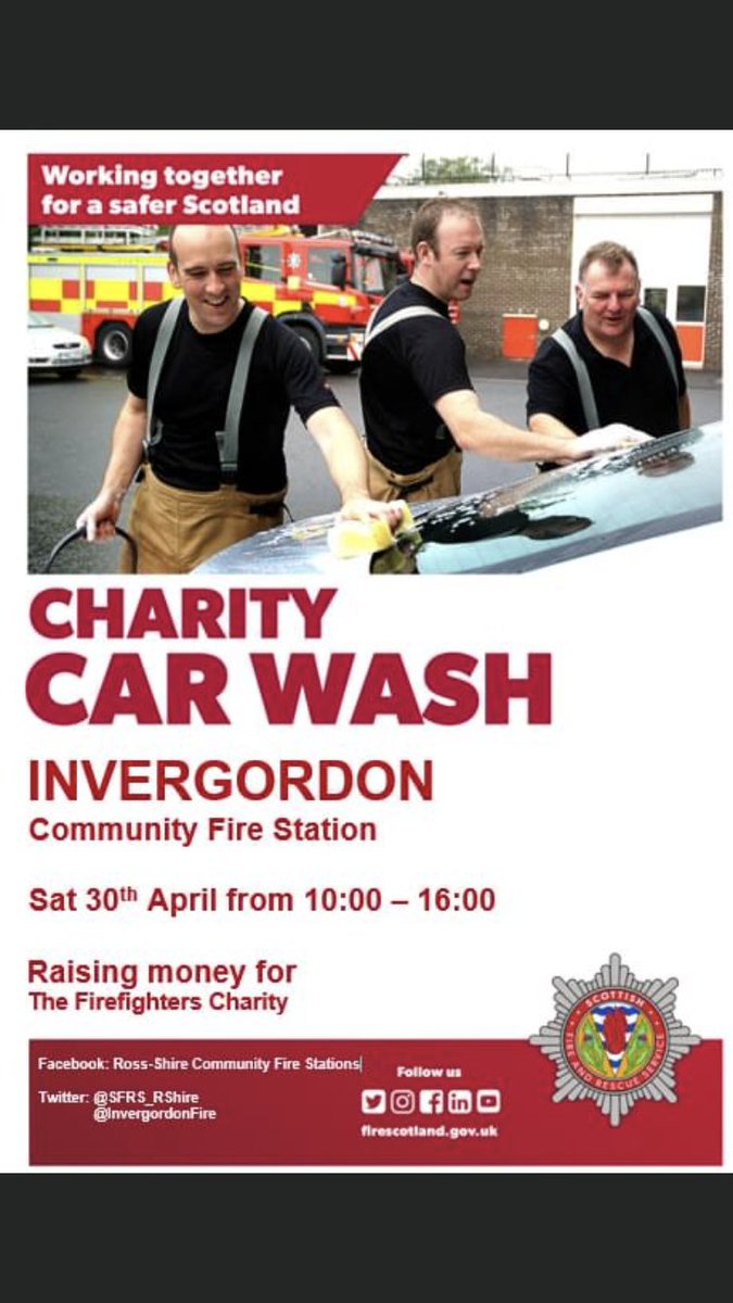 InvergordonFire's tweet photo. Car Wash this Saturday (30th April) @ Invergordon Fire Station! https://t.co/ZL5nj8W4PR