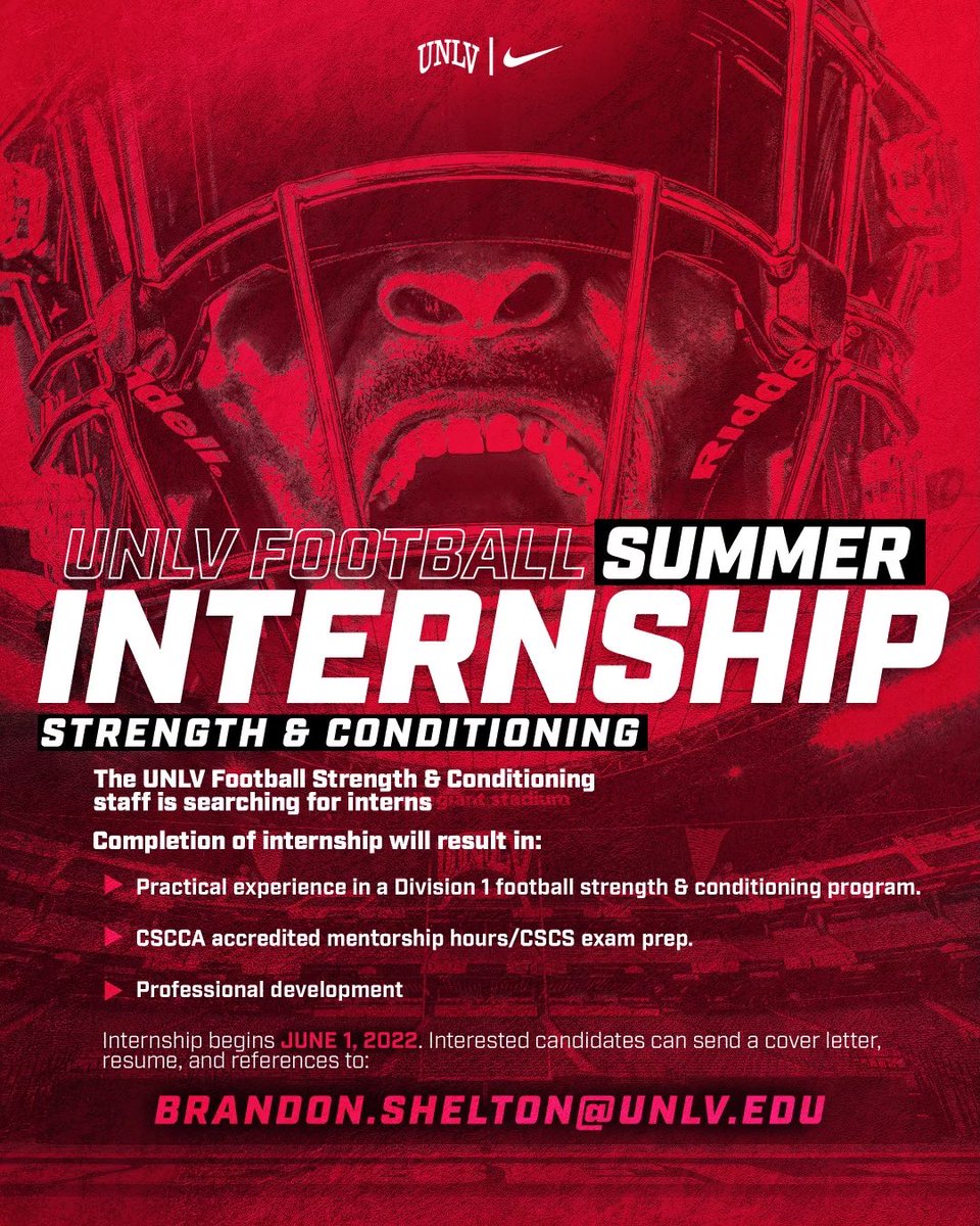 CoachB_Garcia's tweet image. Awesome opportunity for those striving to serve in College FB S&amp;amp;C!

♦️Practical Experience 

♣️ Sports Science experience 

♥️ Professional Development

♠️ CSCCa approved internship hours

⁦@CoachFyle⁩ 
⁦@leeshelton_⁩ 
⁦@QuaScott15⁩ 

#RebelStrength