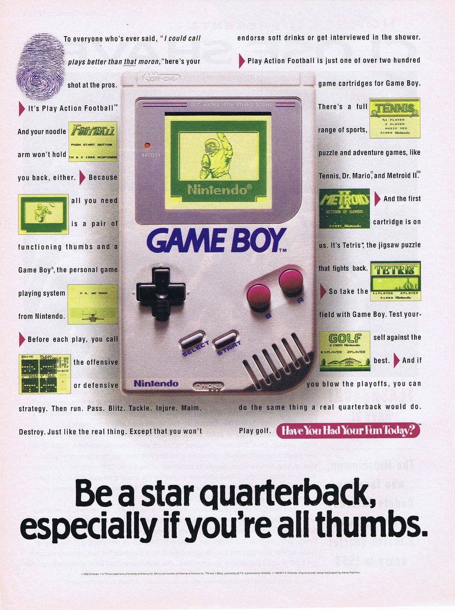 retropunk88's tweet photo. "Football" #adv for #GameBoy ❤️🏈 #NFL https://t.co/R7Y8CyJsut