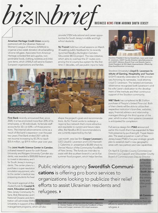 Thanks, SJBiz, for the nice coverage of our latest initiative to give back! #PR #PublicRelations #UkraineRussiaWar