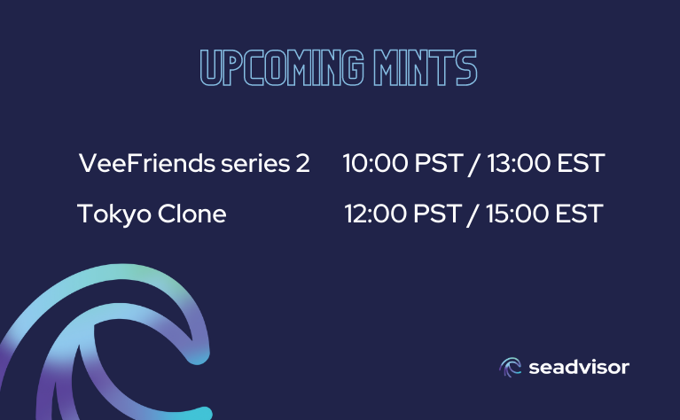 seadvisor_io's tweet photo. Minting collections ✅ for the next few hours!

Check out more dates in our app 👇🏼
https://t.co/ituCwUc7Pm

#mint  #NFTcollections #NFTCommunity @veefriends @TokyoCloneNFT https://t.co/8YHcLnfN1U