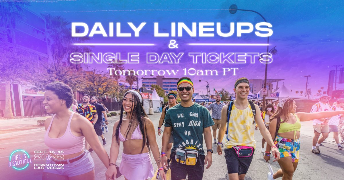 lifeisbeautiful's tweet photo. Cue the excitement &amp; grab your festival squad! 🤜 🤛  Daily Lineups and Single Day tickets drop Tomorrow at 10am PT. RSVP today to be the first to know. 👉 https://t.co/VD9RES60rf https://t.co/2K5Kl8lRkS