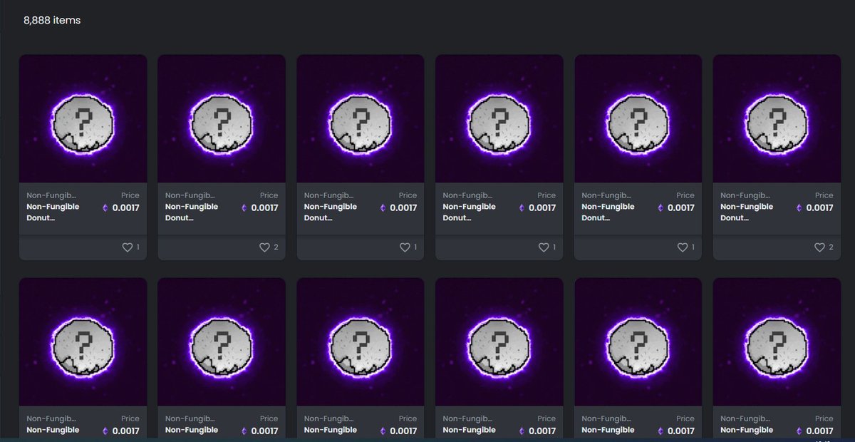 omnidonuts's tweet photo. 8,888 non-fungible donuts sold out!

Do not be sad! You are not late. You can get yourself a donut right away! Maybe you'll win premium donuts!

Collection: https://t.co/Q5sHjG9EQV

#opensea #NFTCommunity #NFTs https://t.co/odx1K4etwS