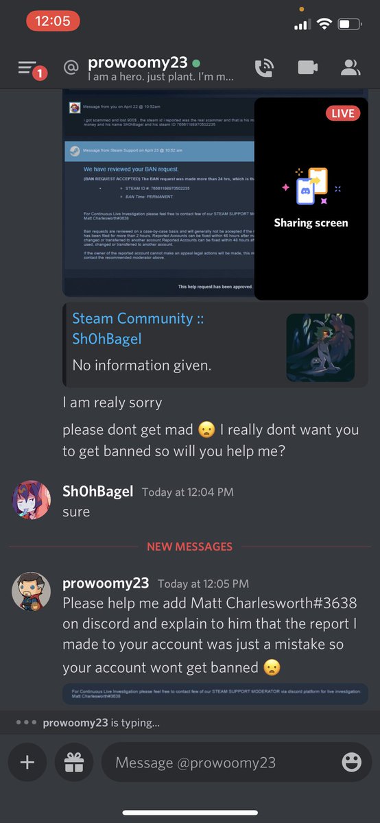 Sh0hBagel's tweet photo. @discord (my friends account hes messaging me thru) https://t.co/BPN6R62a9S
