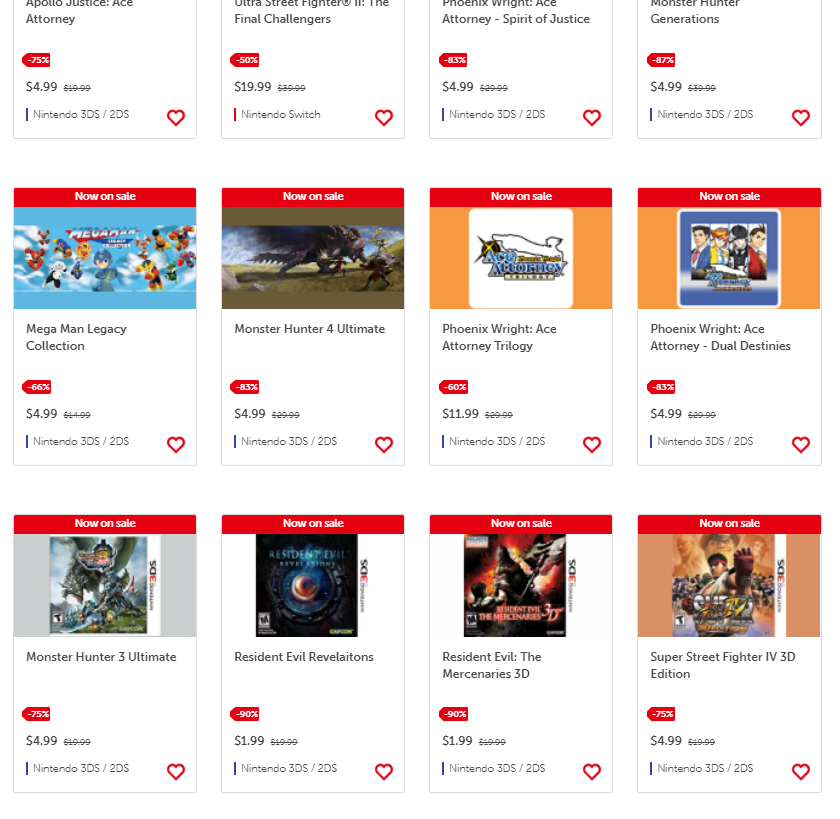 Wario64's tweet photo. Capcom publisher sale on US eShop https://t.co/qWMxuPC8EC https://t.co/IaajbY4thC