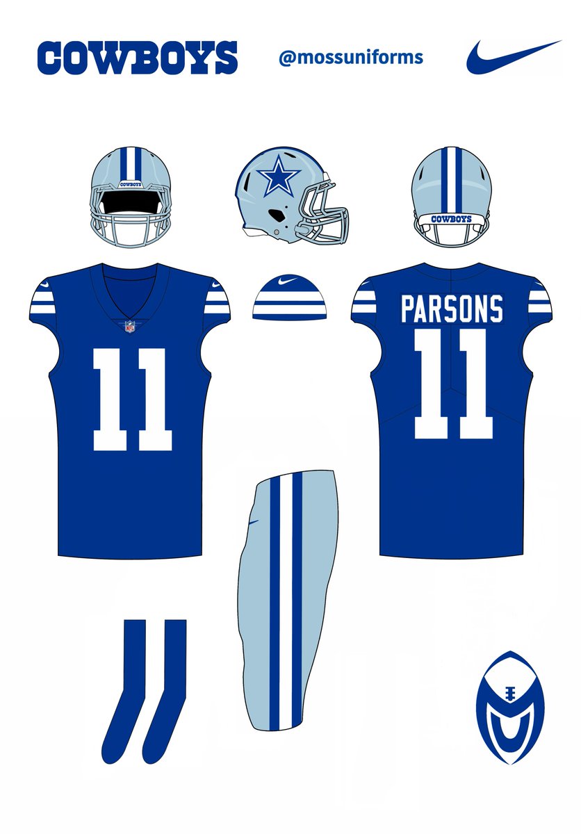 MossVis's tweet photo. #Cowboys uniform concept. What if they embraced their unique pant color with royal blue tops? @fashion_nfl @NflIdeas #nfl https://t.co/Qnj6EzMHOT