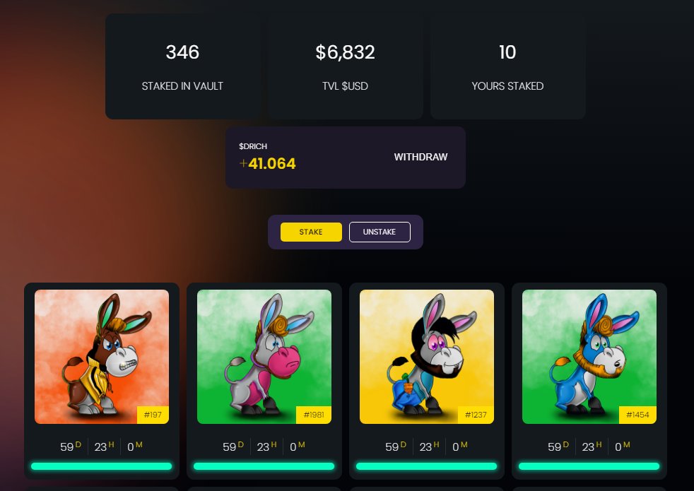 SmokeeNFT's tweet photo. Look at all these fine asses staked. Only a few days after mint and @donkeyrichard staking is up and running 🤝 https://t.co/BOswYuDzJA