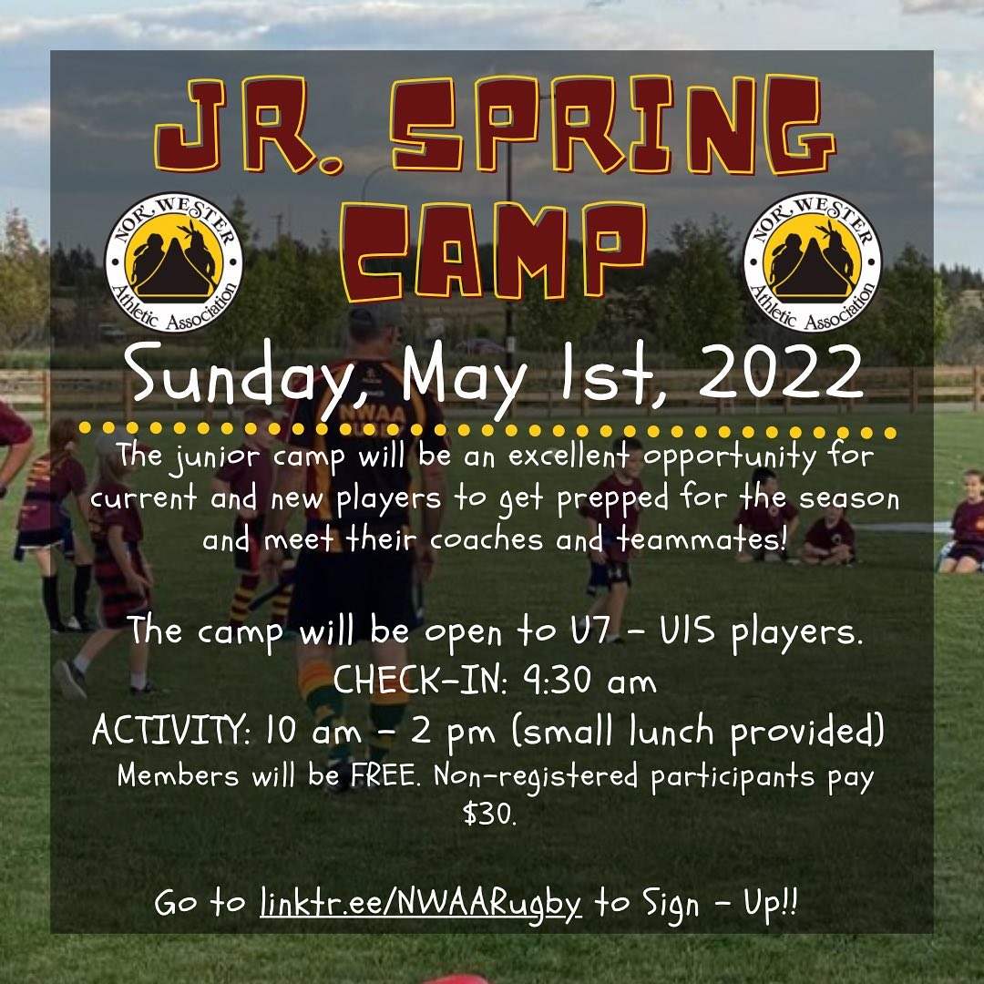It’s go time for our Jr. rugby programs! We are thrilled to be kicking the season off with our Annual Spring Camp! 
Also, if you’re available, we need a few volunteers this weekend to help with our meals provided to players!
linktr.ee/NWAARugby