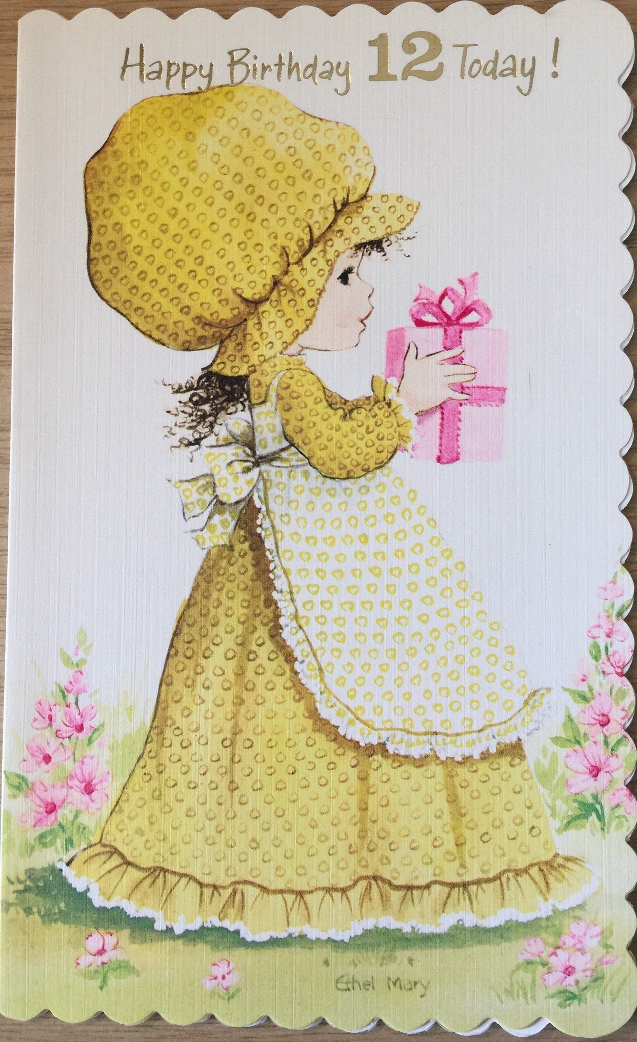 RARE Circa 1970s Vintage/Retro 'A Special Wish On Mother’s Day' Card Cute Little Holly Hobbie Style Girls Design Sweet Card Cute Verse