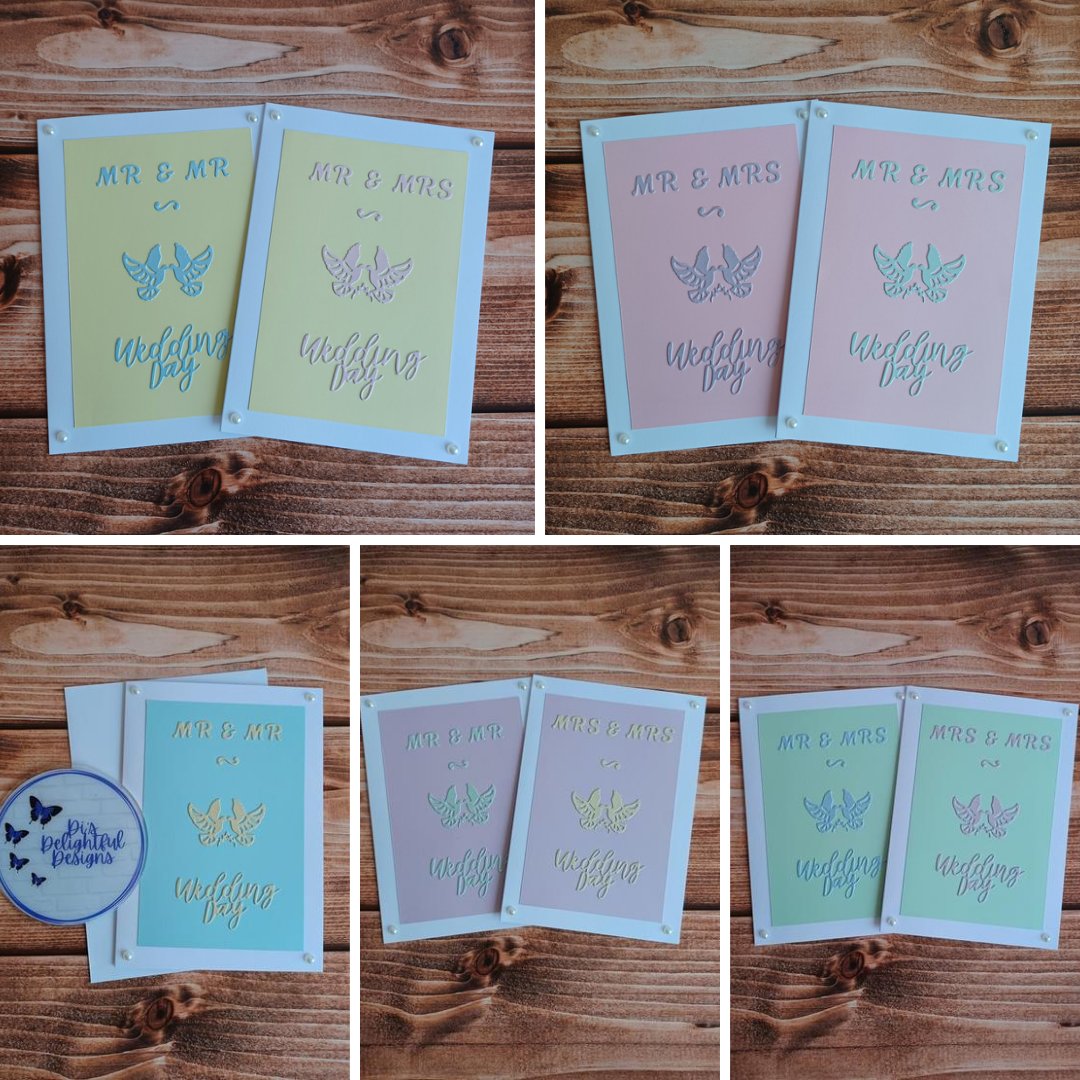 This #weddingcard has an option of colours. There is the choice of Mr &amp; Mr, Mr &amp; Mrs or Mrs &amp; Mrs.  This will be added to my #etsyshop by the end of today. Link in bio. #disdelightfuldesigns #buylocalsupportlocal #handmadegreetingcards #lgbtqiaplus #genderneutral #ukmakers