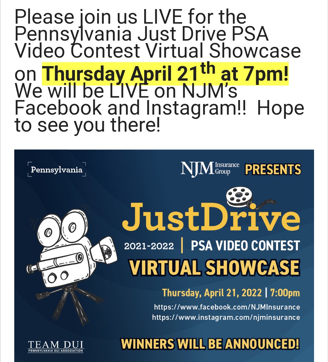 SnyderSenora's tweet photo. Shout out to Carter for representing KD and congratulations to all the schools who entered NJM's 2022 Just Drive PA PSA video contest. You can view all school entries and winners at https://t.co/BBKKJBOxHT https://t.co/olcuqBIUWS