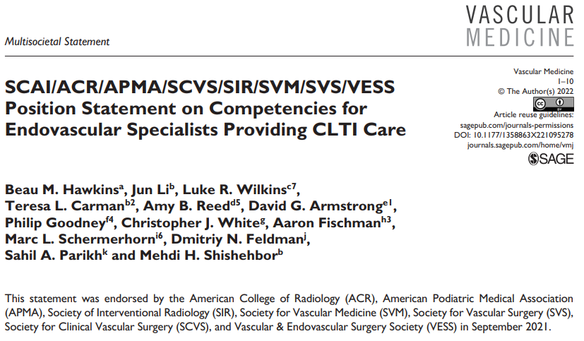VMJ_SVM's tweet photo. Online First: Position Statement on Competencies for Endovascular Specialists Providing #CLTI Care
https://t.co/LKVJkb9aDD
@SCAI @RadiologyACR @APMA @SIRspecialists @SVM_tweets @VascularSVS @VESurgery @BeauHawkinsMD @JunLiMD @LukeWilkins_UVA @DGArmstrong @sahilparikhmd @shishem https://t.co/MKAMdHiRrv
