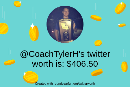 CoachTylerH's tweet image. My Twitter worth is: $406.50

Find yours with funaroundy.me/twitterworth?g…

⠀