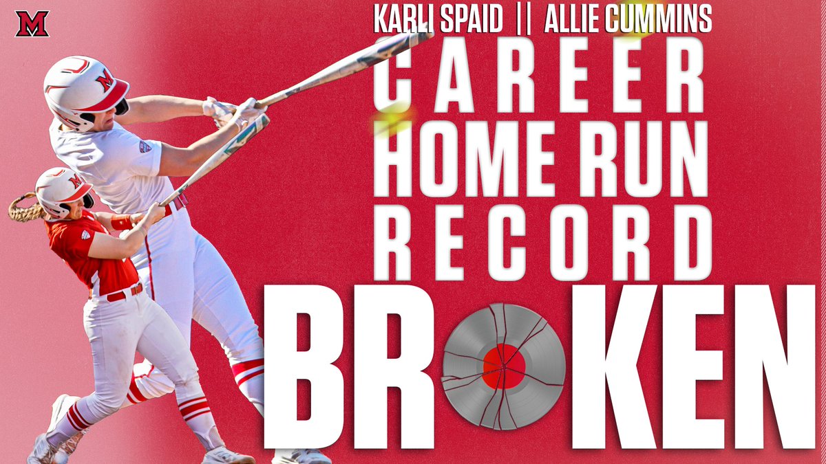 MiamiOH_SB's tweet photo. Only 2 seasons in and both @KarliSpaid &amp; @Allie_cummins23 have broken the Career Homerun Record! #RiseUpRedHawks https://t.co/pA1jQEReIQ