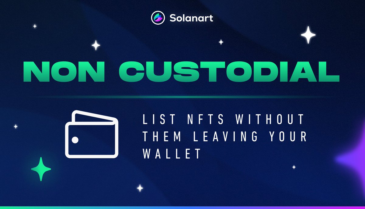 SolanartNFT's tweet photo. NEW FEATURE | Non Custodial Listings🥳

You can now list NFTs on Solanart while keeping them in your wallet! 

You've been asking for this feature for a while...so we had to deliver. 🤝 https://t.co/qVaeumdWng
