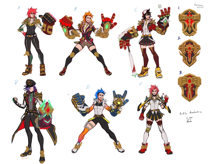 some skin concept ideas I've been sitting on for a loOoOoOng ass time and will pick back up one day 🥲 