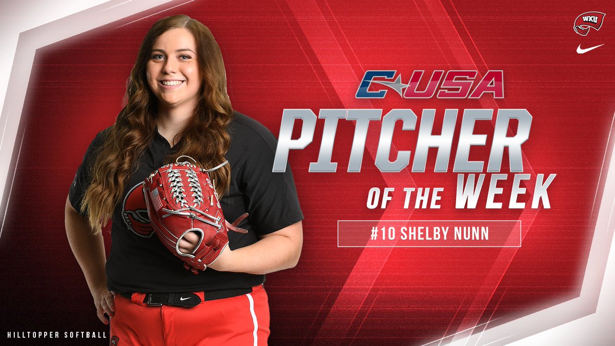 WKUSoftball's tweet photo. Make it a double award day as Taylor Sanders (Player) &amp; Shelby Nunn (Pitcher) have earned weekly awards from @ConferenceUSA for their stellar play last week!

@shelby_lou42 | @taylorjsanders_ https://t.co/1ucBxB2YXR
