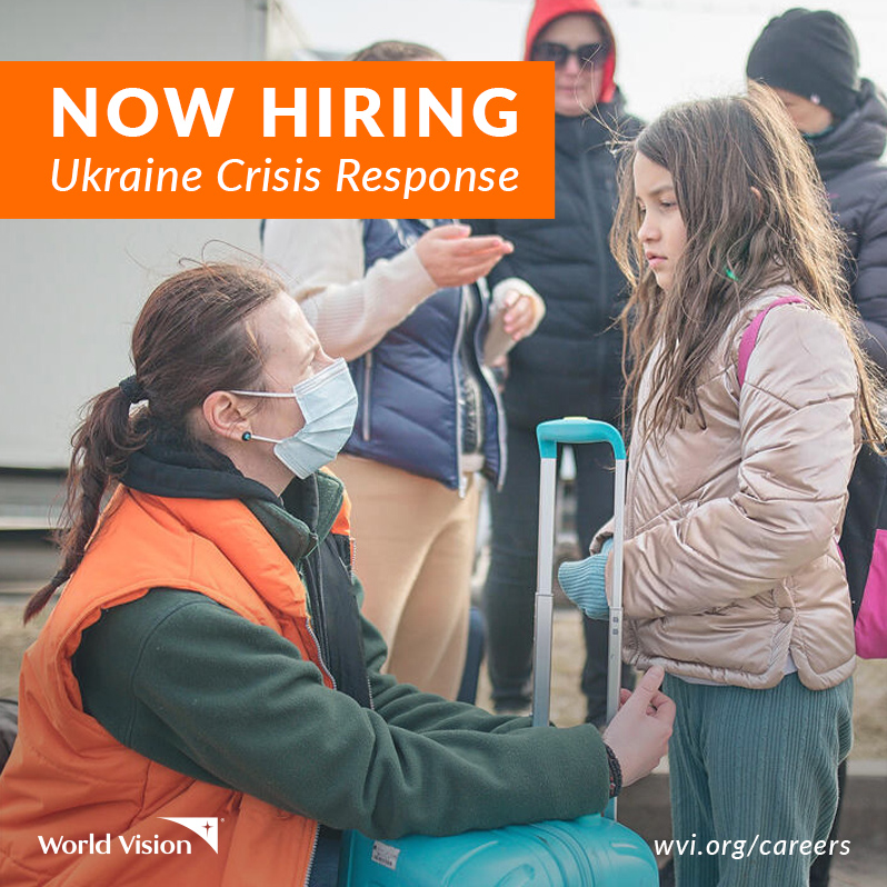 WorldVisionJobs's tweet photo. 📣#NowHiring for @WorldVision's Ukraine Crisis Response team!

We are scaling up our multi-country response and are urgently #recruiting for many key positions.

View all our #Ukraine Crisis Response positions and apply here: https://t.co/XPE03Y27Ku https://t.co/KVord5m1Zk