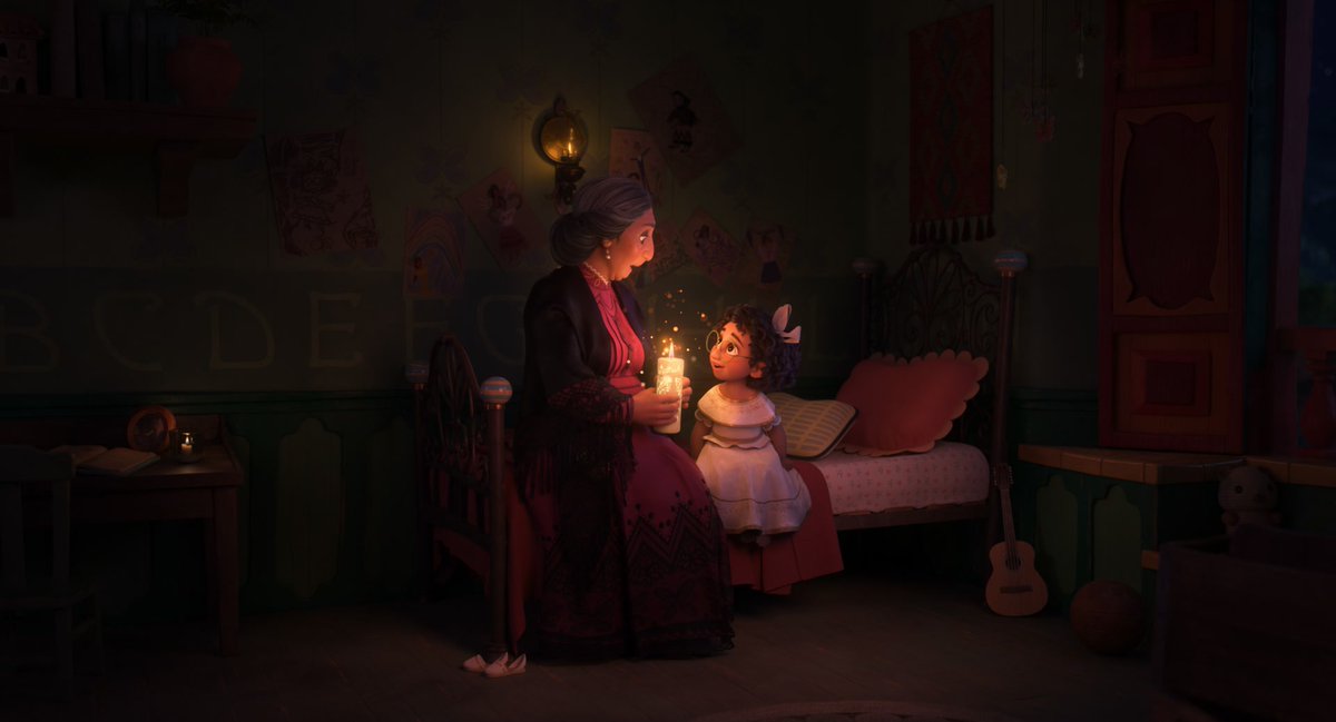 DisneyAnimation's tweet image. From storyboard to final frame: young Mirabel and Abuela Alma in Encanto. 🎨: David VanTuyle, Story Artist