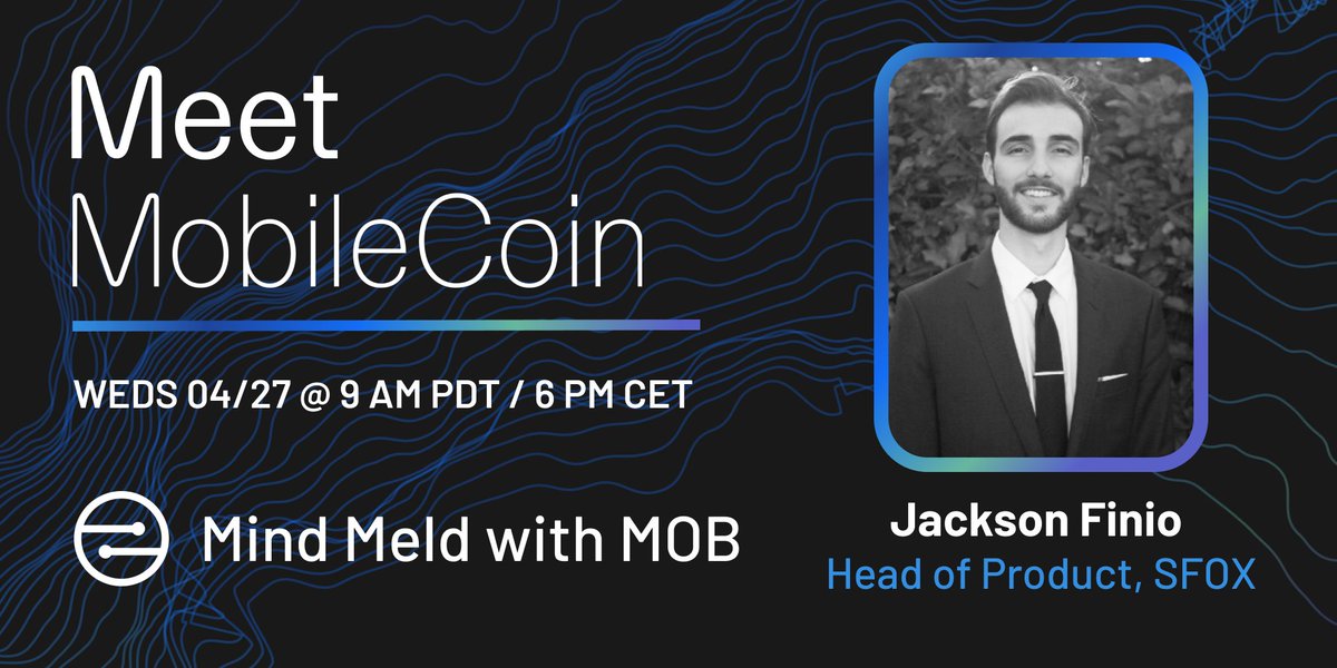 mobilecoin's tweet photo. This Wednesday's Meet MobileCoin features @jackfinio @SFox Head of Product with MobileCoin Global Ambassador @nub!

We'll talk about our exciting launch with sFOX and what this all means for MobileCoin!

Register and check out the details here: https://t.co/BjCQ6eVLWD https://t.co/weRD9oCM5E