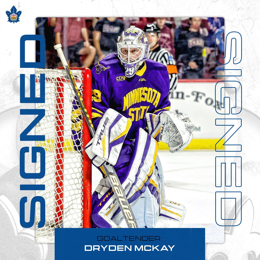 TorontoMarlies's tweet photo. 🖊 News | We’ve signed goaltender Dryden McKay to a two-year AHL contract. 

#ForeverStartsHere