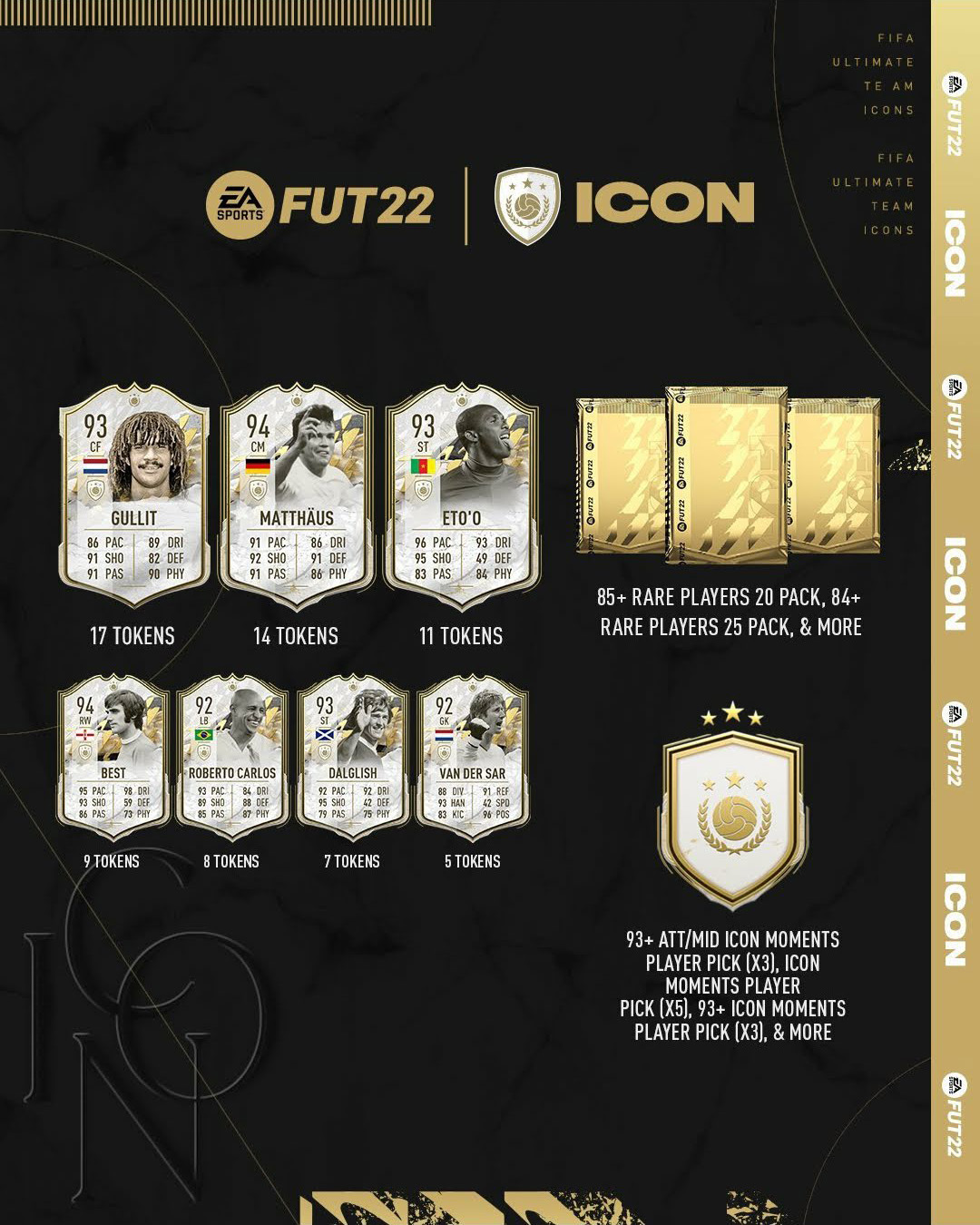 A EA SPORTS divulgou hoje, 25 de abril de 2022, o terceiro grupo de trocas de ícones de FIFA 22 (Icon Swaps 2) no FIFA Ultimate Team.