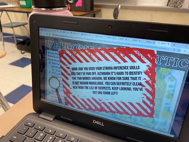 DDESegardner's tweet photo. This was such a fun way to work on test prep-an interactive "Who Done It" where students solve the crime while working on deciphering questions. Nice way to ease back into school after break! #7thgraderocks @DDE_AGiarratano @DDEGambino https://t.co/B9tqhc92hV
