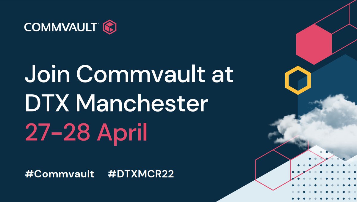 We're excited to be exhibiting at DTX's Manchester Central event on 27th and 28th April. If you want to find out more about Commvault solutions at the North's biggest digital transformation event, register and come visit us at stand C45: ow.ly/1WJ6103ArY5