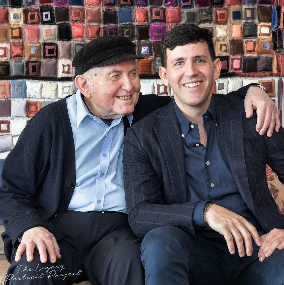 The Legacy Portrait Project was born out of an idea to commemorate #YomHaShoah by photographing survivors together with their grandchildren. Our first portrait features Holocaust survivor Pinchas Gutter and his grandson Dan Gutter. (1/2)