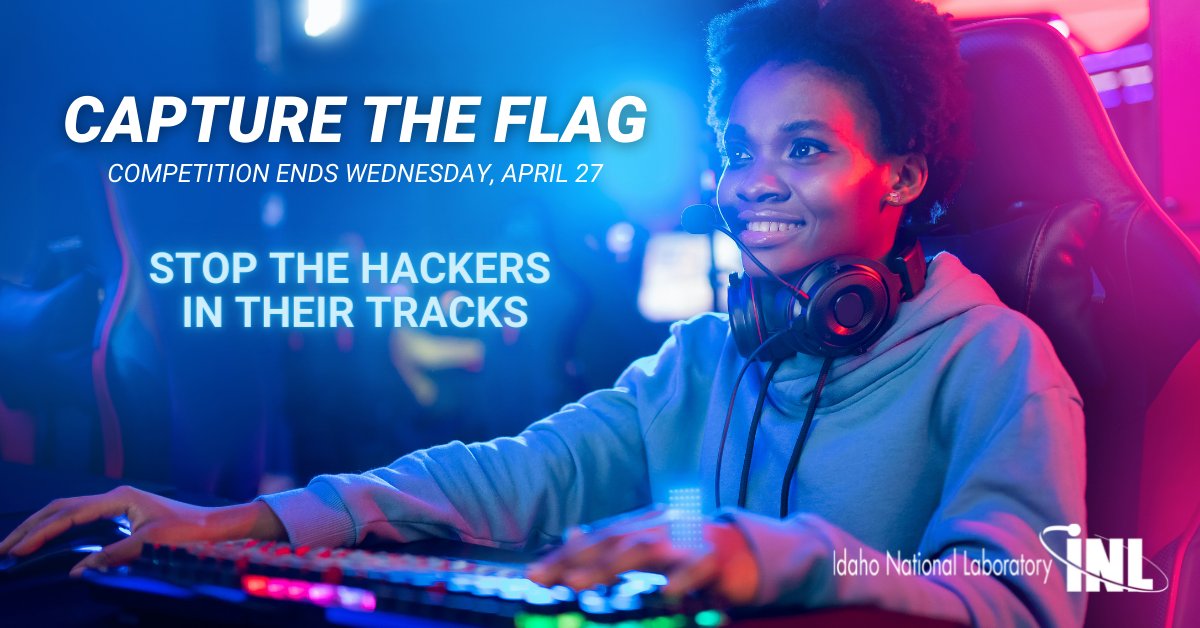 INL's tweet photo. 🏴Capture the flag from @CISAgov and @INL is heating up and runs through 12 p.m. EDT this Wednesday! 

Participants will determine how the attackers compromised the networks and gather info to stop them in their tracks.

Sign up now ➡️ https://t.co/LJCvJ9ENcJ  #ICSJWGCTF #ICSJWG https://t.co/yusaECJVVS