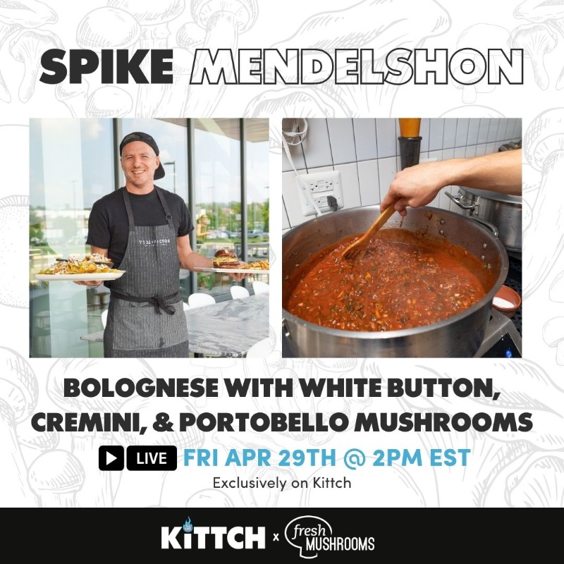 MushroomCouncil's tweet photo. It's our final week of #EarthMonth on Kittch - and it will not disappoint! Join us for a stellar line up of Sicily Sierra, Philip Speer, Seamus Mullen and Spike Mendelsohn. 

See you over on @kittch! 👉