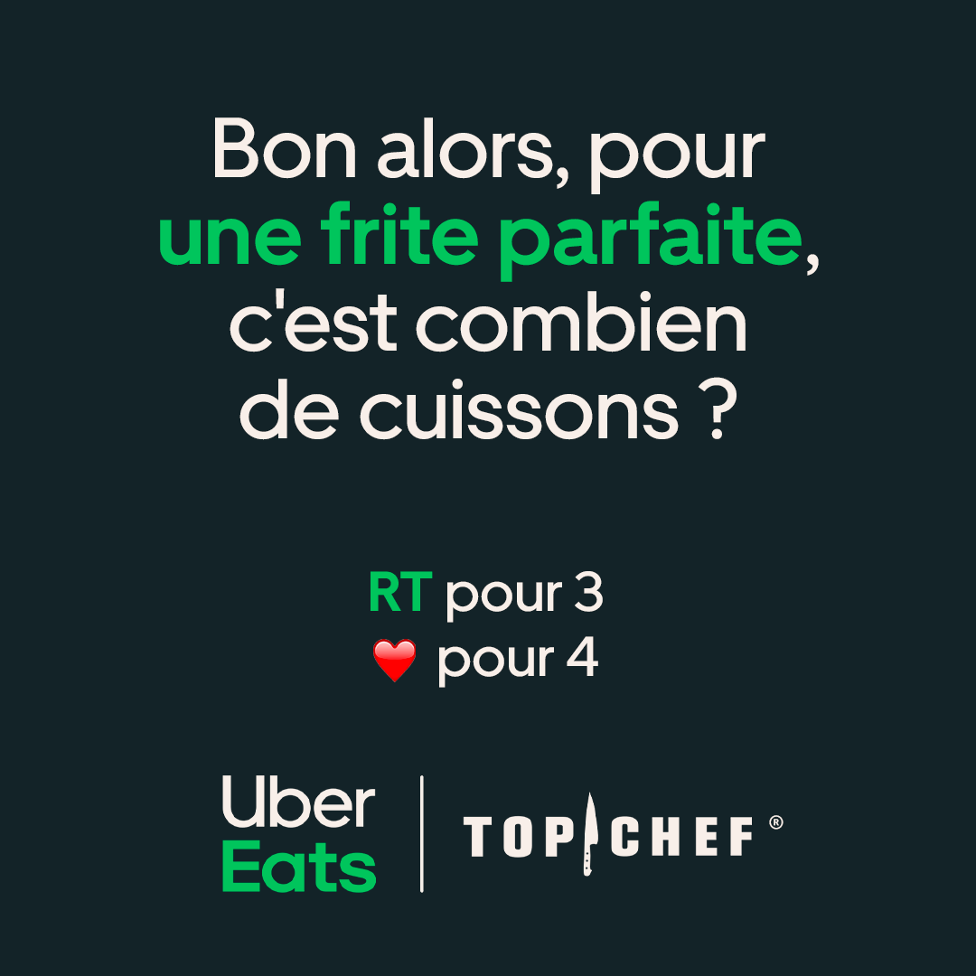 ubereats_fr's tweet photo. Eh oui, le lundi c'est Top Chef Quizz ! Alors, vous l'avez ?
20 codes promo de 20€ à gagner parmi les bonnes réponses, tirage au sort le 27/04. https://t.co/HDzUoX3be9