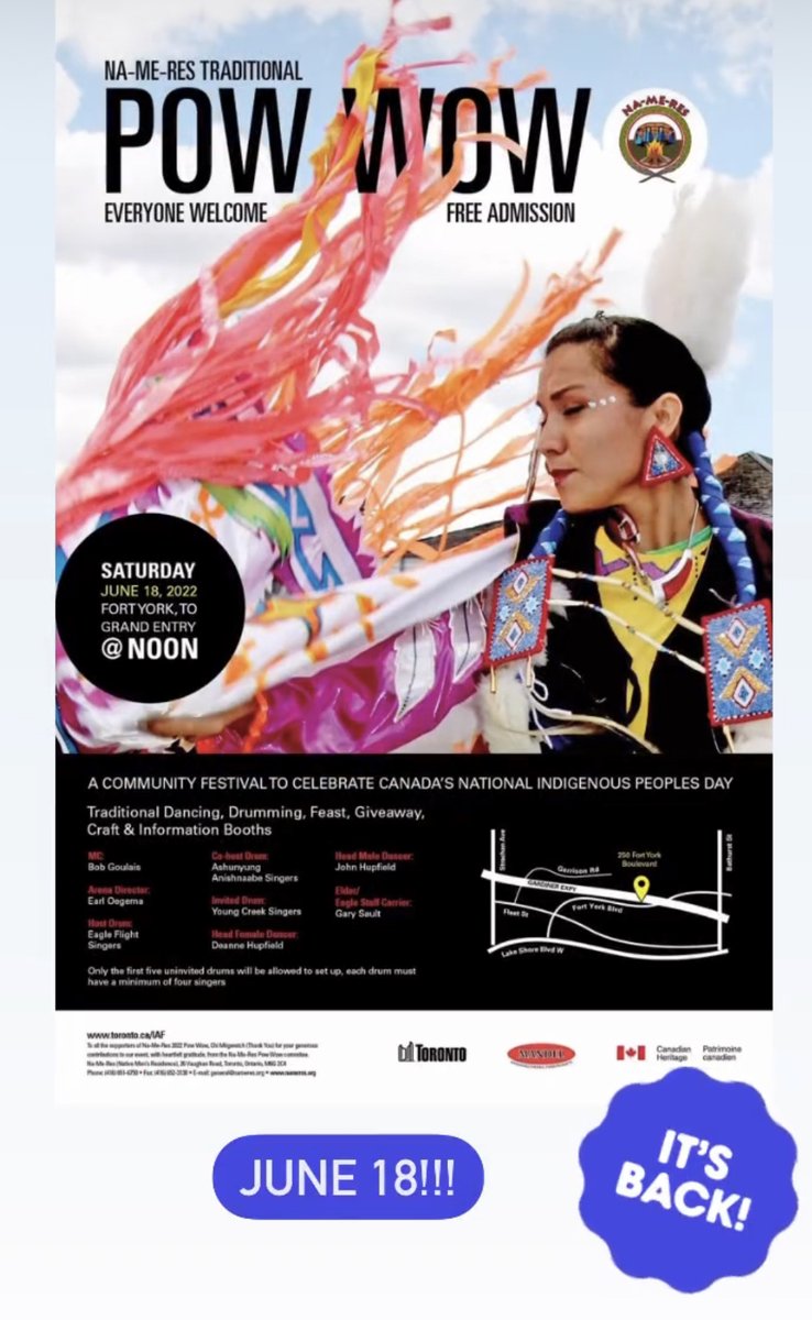 TOCouncilFire's tweet photo. ❗Community Event❗
The 'Na-Me-Res' Organization is throwing a Traditional Pow Wow!!!!
Taking place JUNE 18th, 2022 at Fort York!
Everyone is welcome! Free Admission!
#powwow #indigenous #revillagize #TCFNCC #CouncilFire https://t.co/bsMqOyJF4y