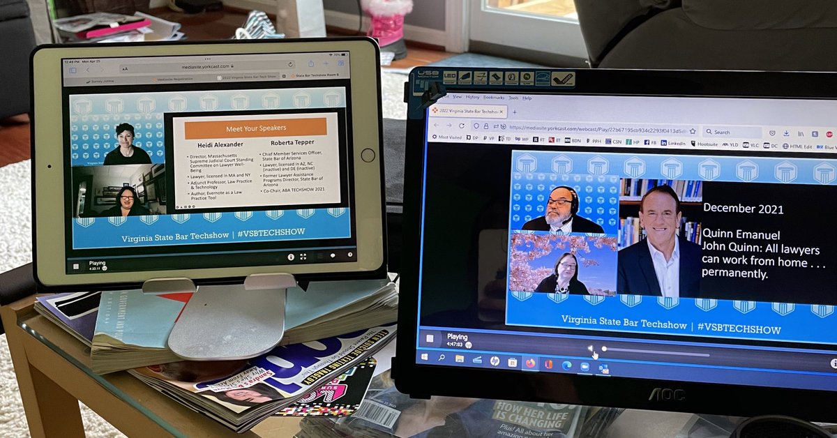 crflego's tweet photo. Enjoying #vsbtechshow as cochair. I get to hear from #legaltech experts and past @ABATECHSHOW chairs (and respected colleagues) @jimcalloway @sharonnelsonesq @heidialexander and Roberta Tepper. Great content! https://t.co/Ce9nWOcV6K
