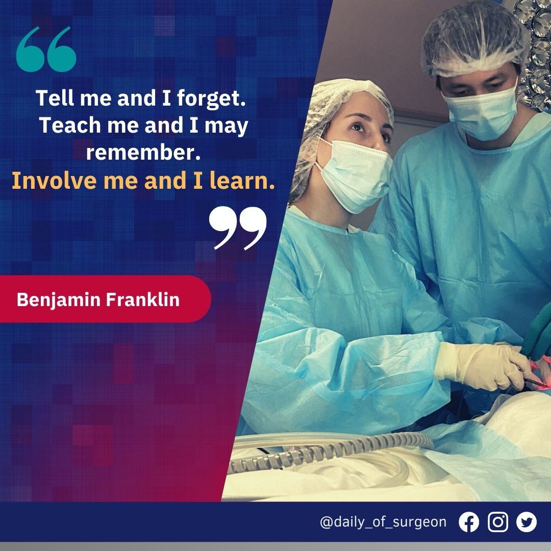 #MotivationMonday

Tell me and I forget.
Teach me and I may remember.
INVOLVE ME AND I LEARN 📚👨🏻‍⚕️👩🏻‍⚕️

#BenjaminFranklin

#pediatricsurgery #some4pedsurg #pediatricsurgeon #neonatalsurgery #neonatology #SPBGPMU #surgeon #DailyOfSurgeon #Monday #benjaminfranklin 
#SaintPetersburg