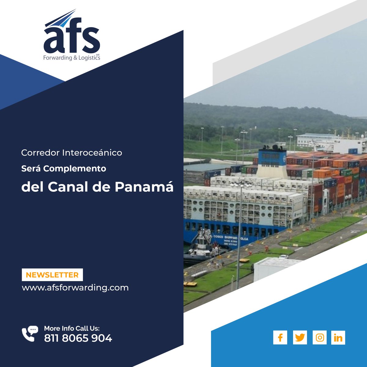 • AFS Newsletter
• "Corredor Interoceánico será complemento del Canal de Panamá"

• Entra al enlace oficial para leer la nota completa:
rb.gy/5aos8l

#PuertosMexicanos
#asfforwardingandlogistics #agenciaaduanalmonterrey