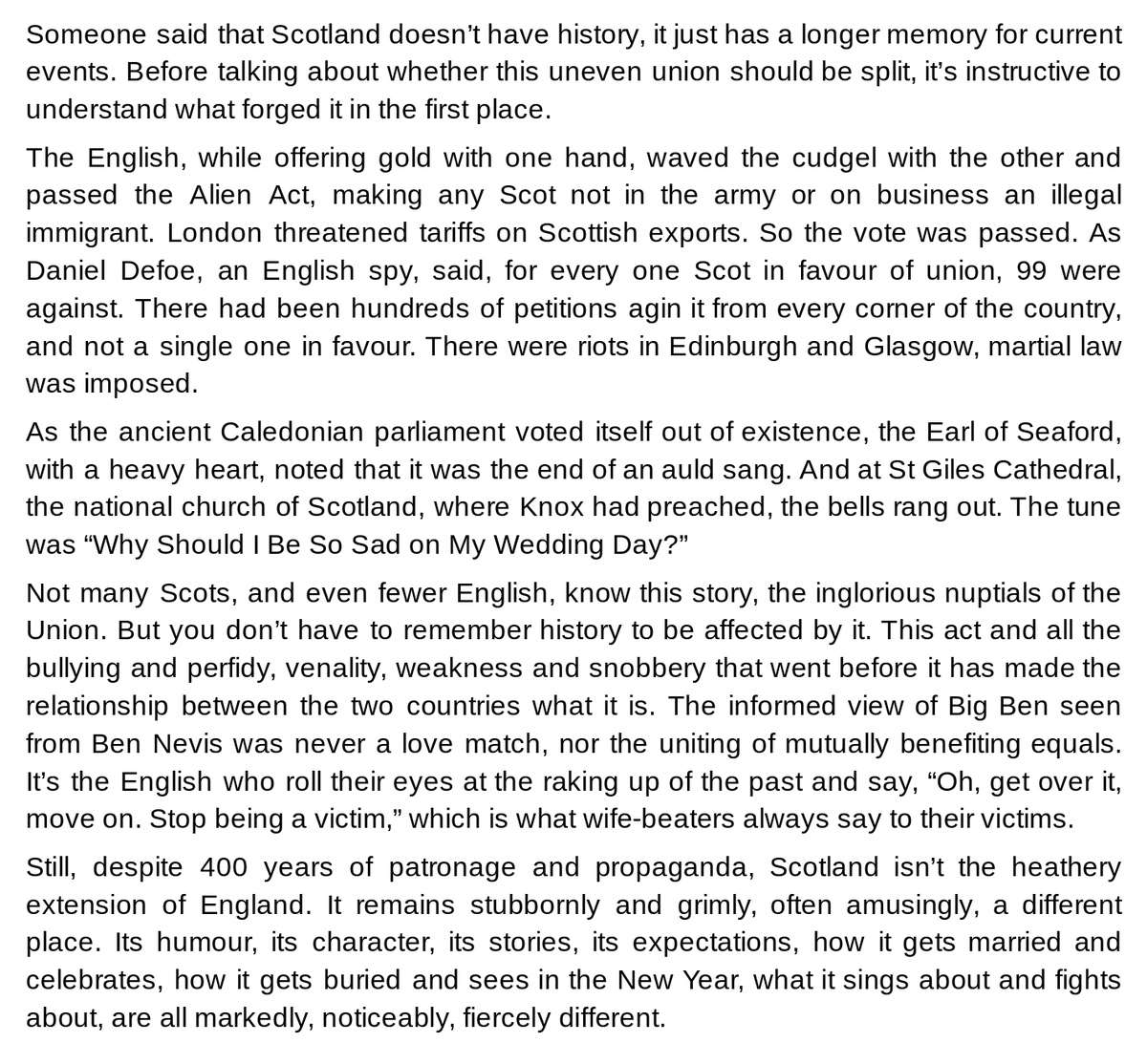 alanferrier's tweet image. As a riposte to Rory Stewart's claim that it's 'insane' to think of England and Scotland as different countries, I give you the late A.A.Gill, from 2014.
archive.ph/m3Dk1