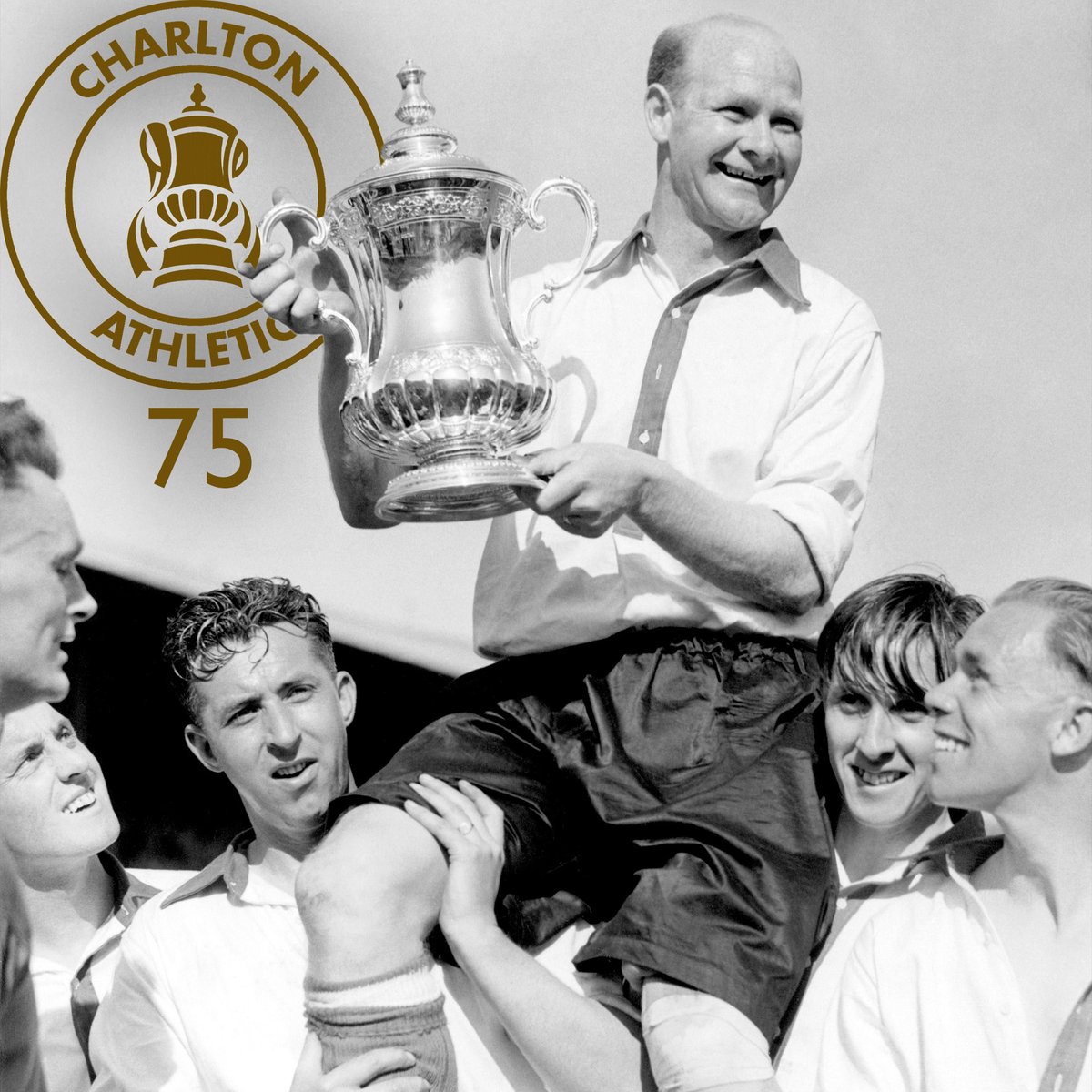CAFCofficial's tweet photo. 🏆 On this day, 75 years ago, Charlton Athletic lifted the FA Cup. 

The pride of south-east London. 

🔴⚪ #cafc | https://t.co/f36HsGurv4 https://t.co/uxPFBFelXS