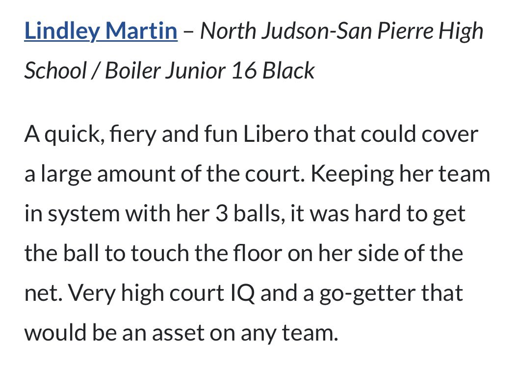 TAVCRecruiting's tweet photo. It was a great evening at the @PrepDig Adidas Naptown Jamboree Showcase! 

Check out the top performers from the class of ‘24 from @BoilerJuniorsVB! ⤵️

⭐️ Paige Davis, 16 Black

⭐️ Alaina Clary, 16 Black

⭐️ Lindley Martin, 16 Black

⭐️ Anna Elkin, 16 Black https://t.co/bnmoEspNDb